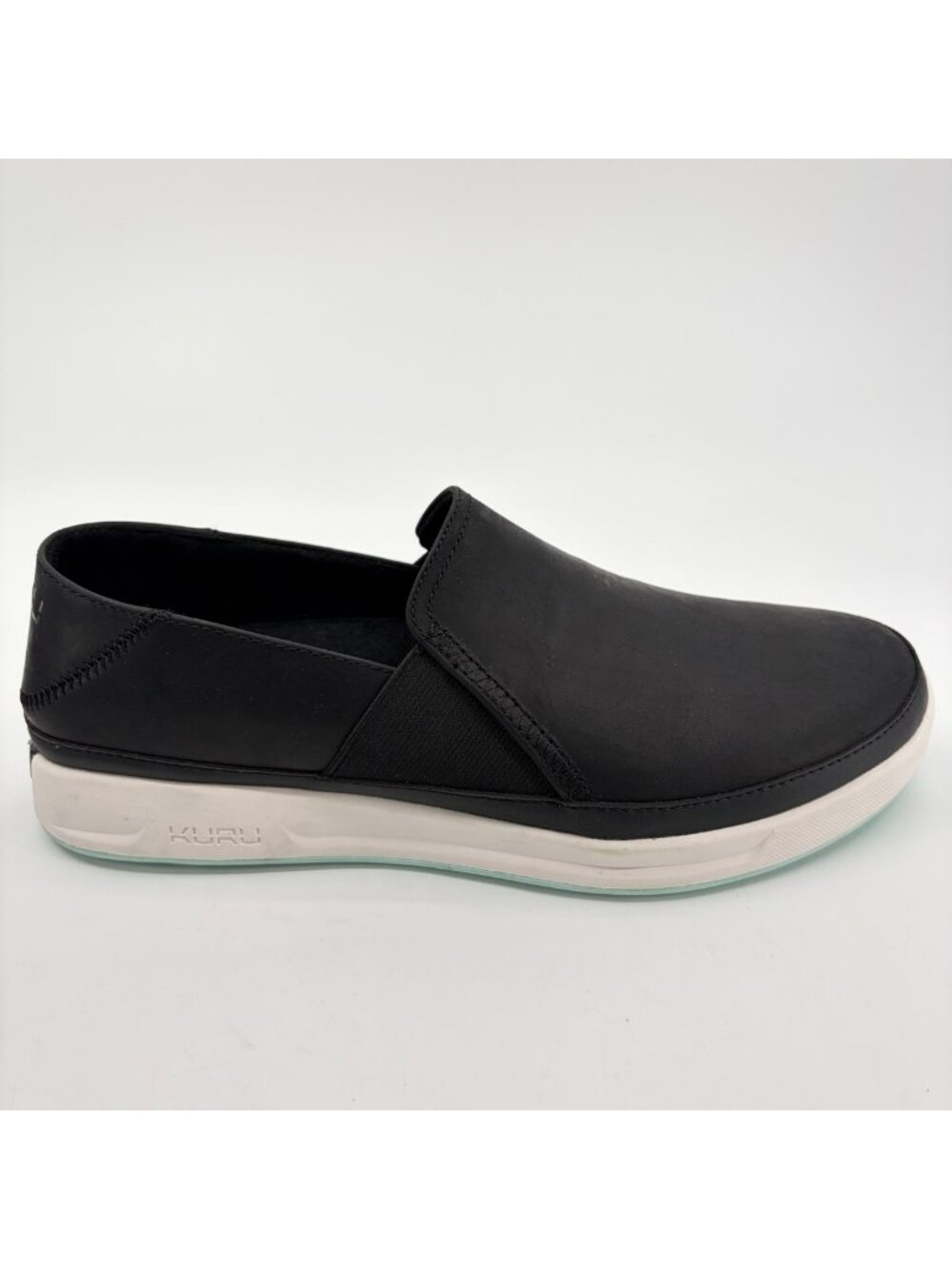 Kuru Roam Atla Womens Size 10.5 Black White Casual Walking Leather Slip-On Shoes